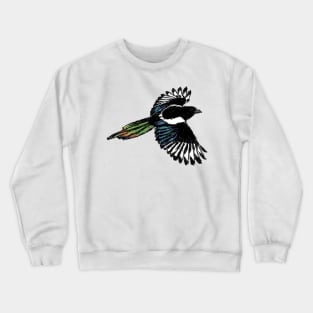 Artwork of an Eurasian Magpie in Flight I Crewneck Sweatshirt